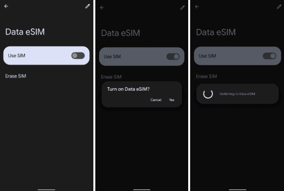 Enable the Data eSIM