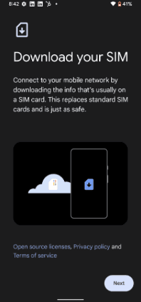 Download your SIM — tap Next